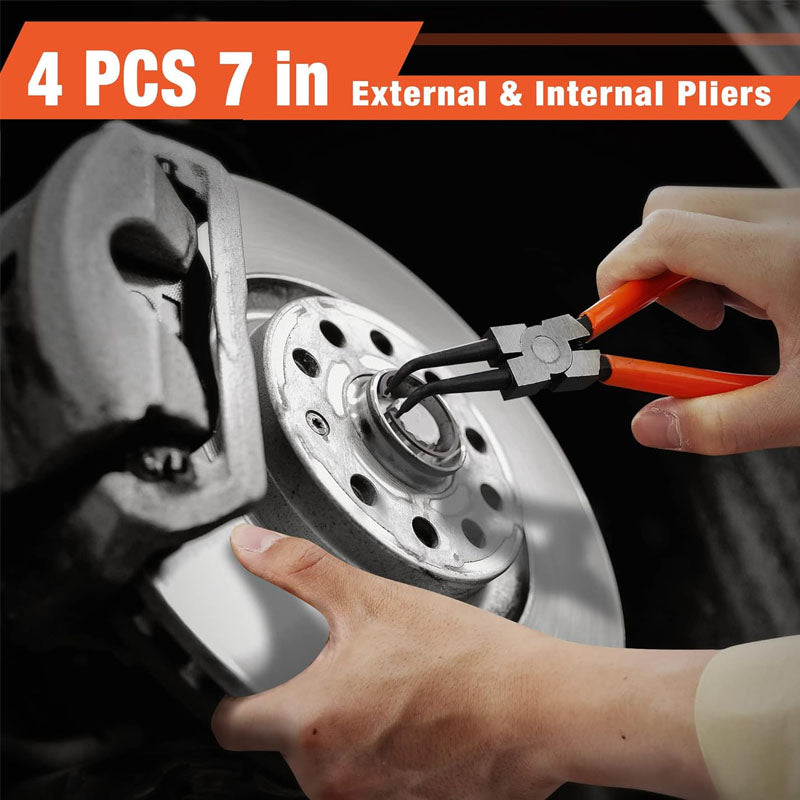 4 PCS Snap Ring Pliers Heavy Duty Set Circlip Pliers Kit with Straight Bent Jaw Precision Spring Loaded Pliers with Portable Tool Bag
