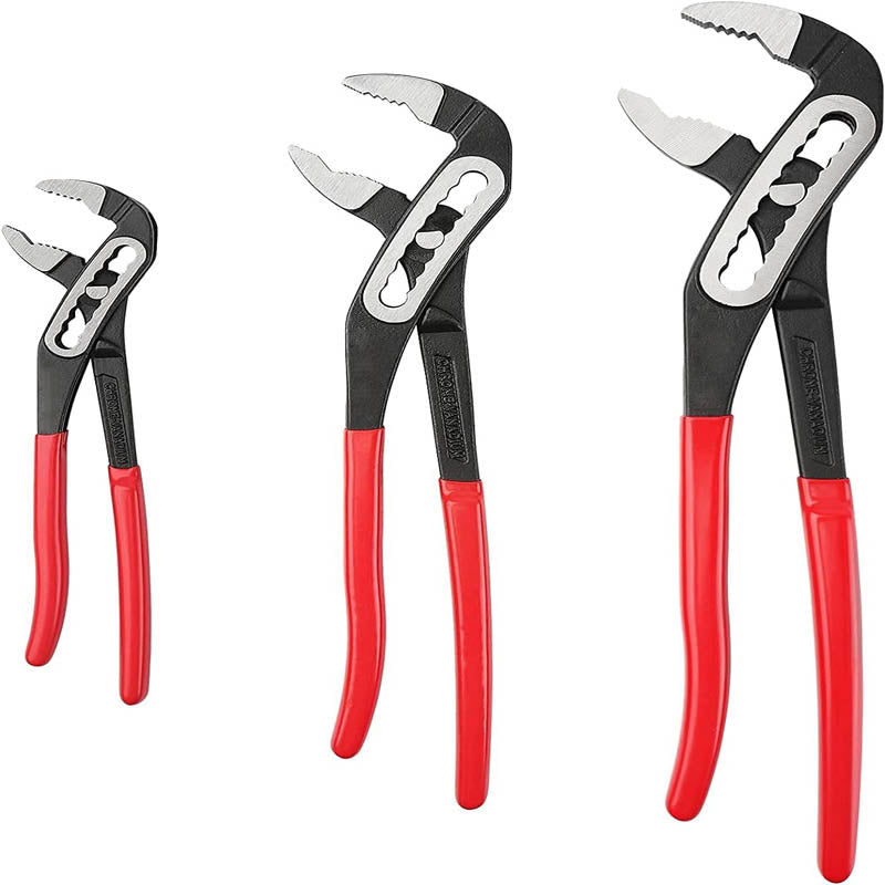 3 PCS Plier Set Groove Joint Pliers Set 12/10/7 inch 40% Wider Opening Curved Jaw Quick Adjustment Pliers