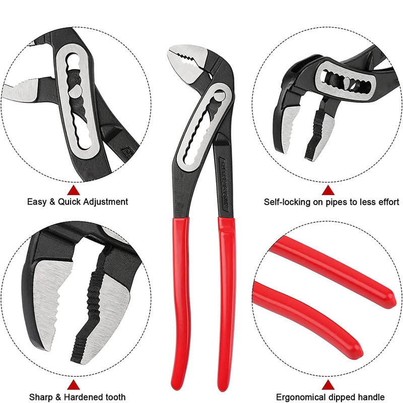 3 PCS Plier Set Groove Joint Pliers Set 12/10/7 inch 40% Wider Opening Curved Jaw Quick Adjustment Pliers