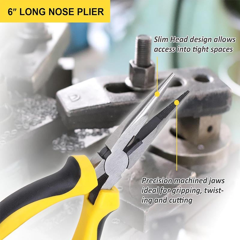 5-Piece Pliers Set Included 8" Groove Joint Pliers, 7" Linesman Pliers, 6" Long Nose Pliers, 6" Slip Joint Pliers, 6" Diagonal Pliers