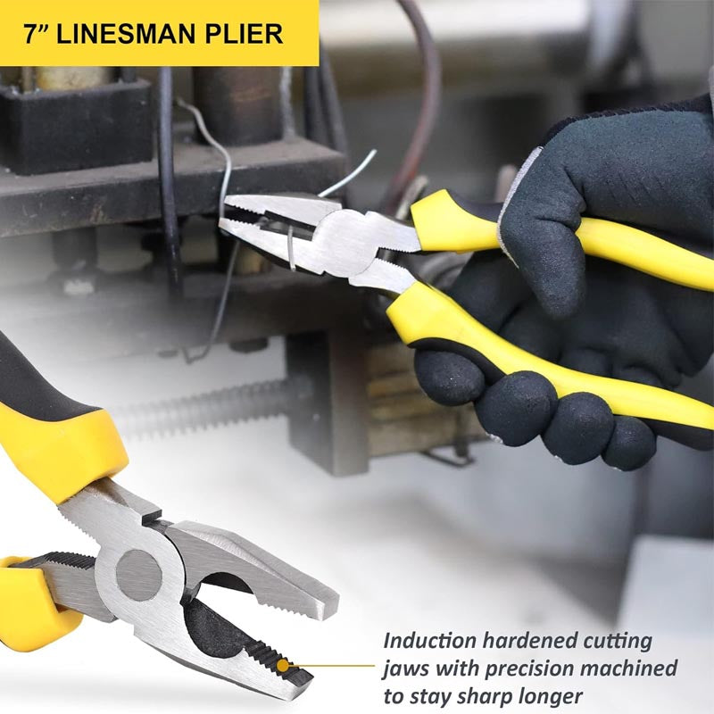 5-Piece Pliers Set Included 8" Groove Joint Pliers, 7" Linesman Pliers, 6" Long Nose Pliers, 6" Slip Joint Pliers, 6" Diagonal Pliers