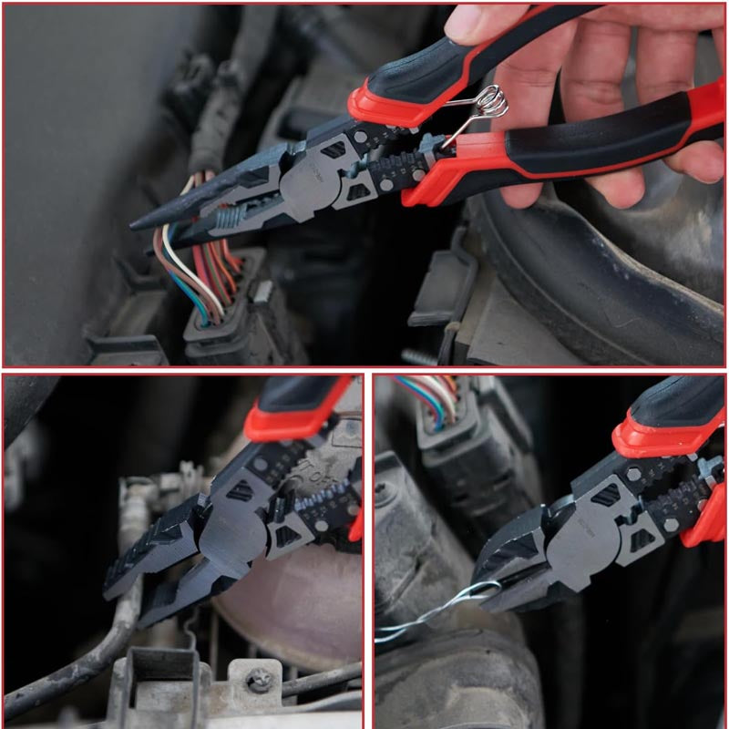 8-Piece Plier Set Including 10” Groove Joint Pliers, 8.3” Long Nose, 8.3” Linesman, 7.5” Diagonal, 6” Flush Cutter, 5” Long Nose, 5” 170 Cutter