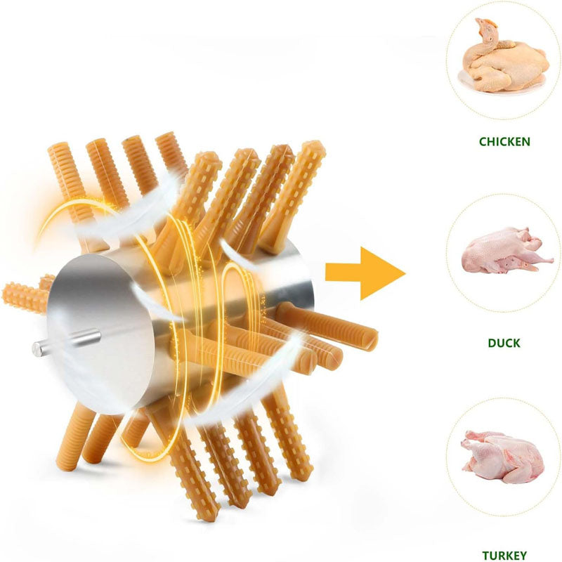 Plucking Fingers 24 Soft Fingers 3/8" Mpt Shank Stainless Steel Chicken Plucker Drill Poultry Plucker for Chicken Duck Pheasant