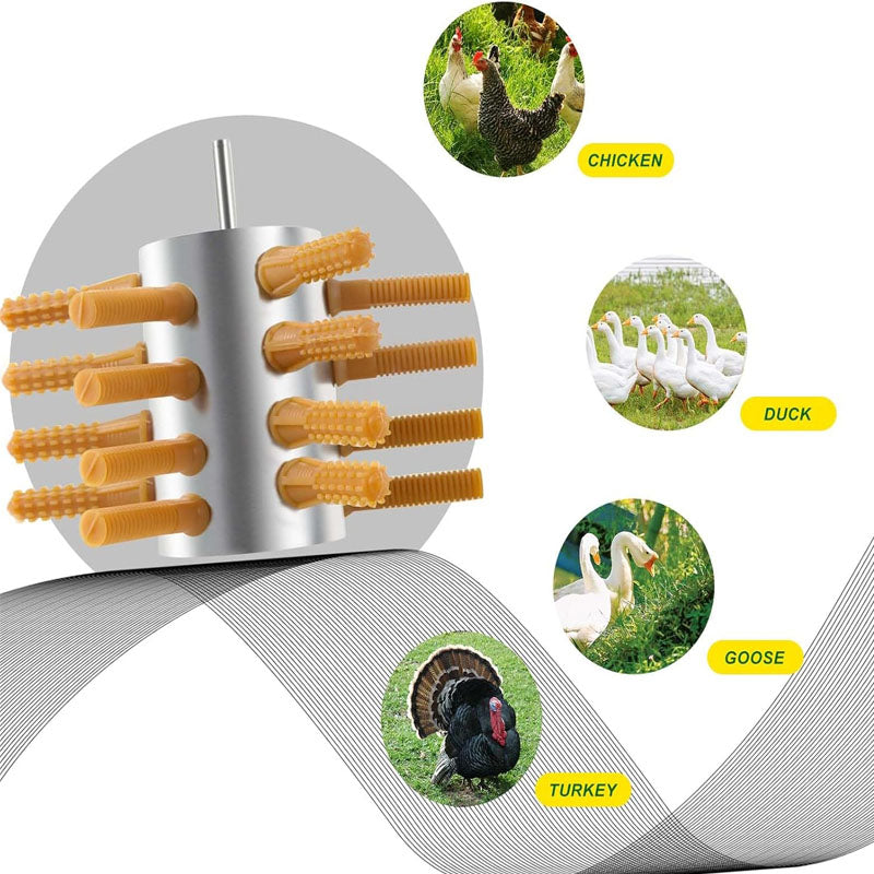 Plucking Fingers 24 Soft Fingers 3/8" Mpt Shank Stainless Steel Chicken Plucker Drill Poultry Plucker for Chicken Duck Pheasant