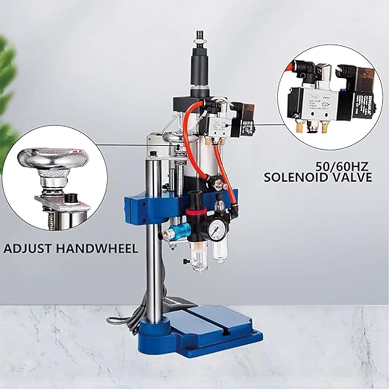 Vertical Pneumatic Punch Press Machine 110v Mute Operation 16mm Die Hol,Pneumatic Punch Press Machine 440LB/200KG Pressure, Desktop Punching Press Machine,Cylinder Stroke Pneumatic Press