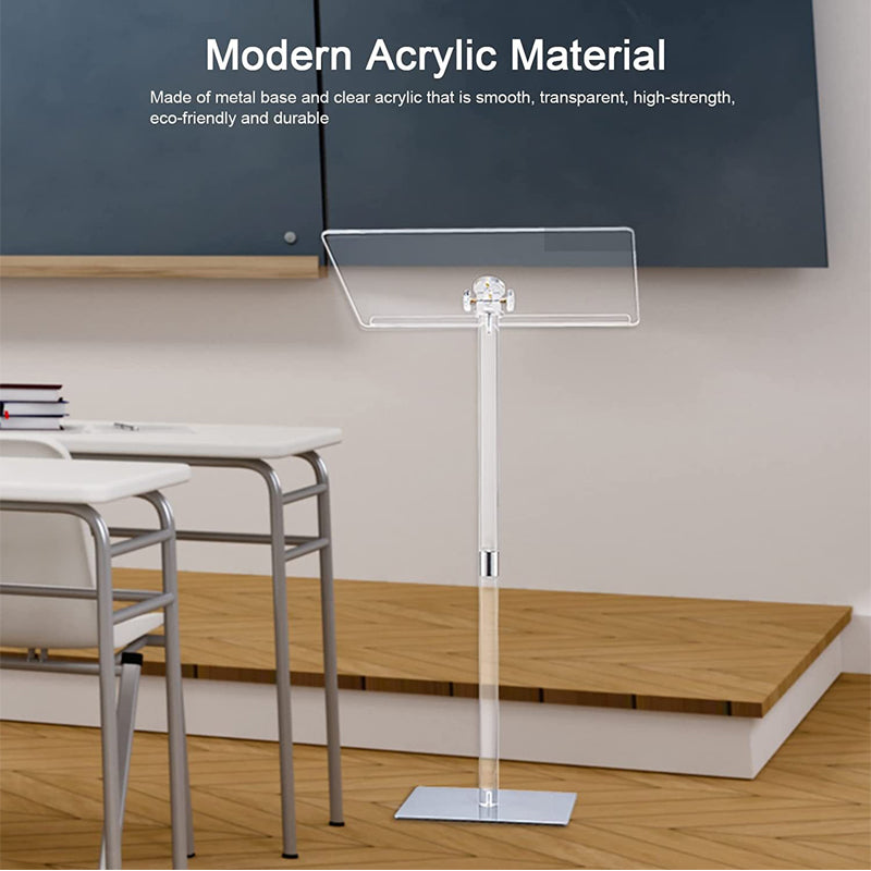 Acrylic Podium Stand Angle Adjustable Modern Lecterns & Pulpits For Classroom Concert Church Speech Easy Assembly Metal Base