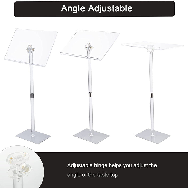 Acrylic Podium Stand Angle Adjustable Modern Lecterns & Pulpits For Classroom Concert Church Speech Easy Assembly Metal Base