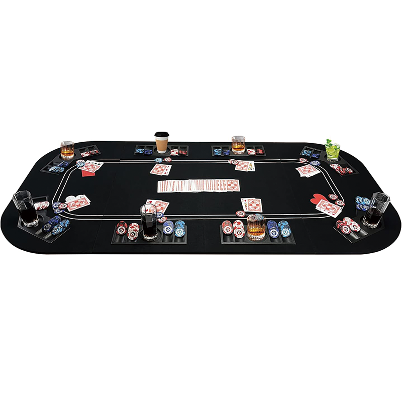 Poker Table Top, 63"X31" 3 in 1 Texas Hold'em Poker Card Tabletop Layout, Foldable Poker Table Craps Mat with Cup Holders for Poker, Blackjack