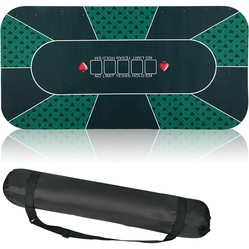 Poker Table Top, 46.5 x 23.5 Inch ortable Rubber Poker Table Cover Folding Texas Poker Table with Storage Bag, 5 Players Layout Blackjack Games