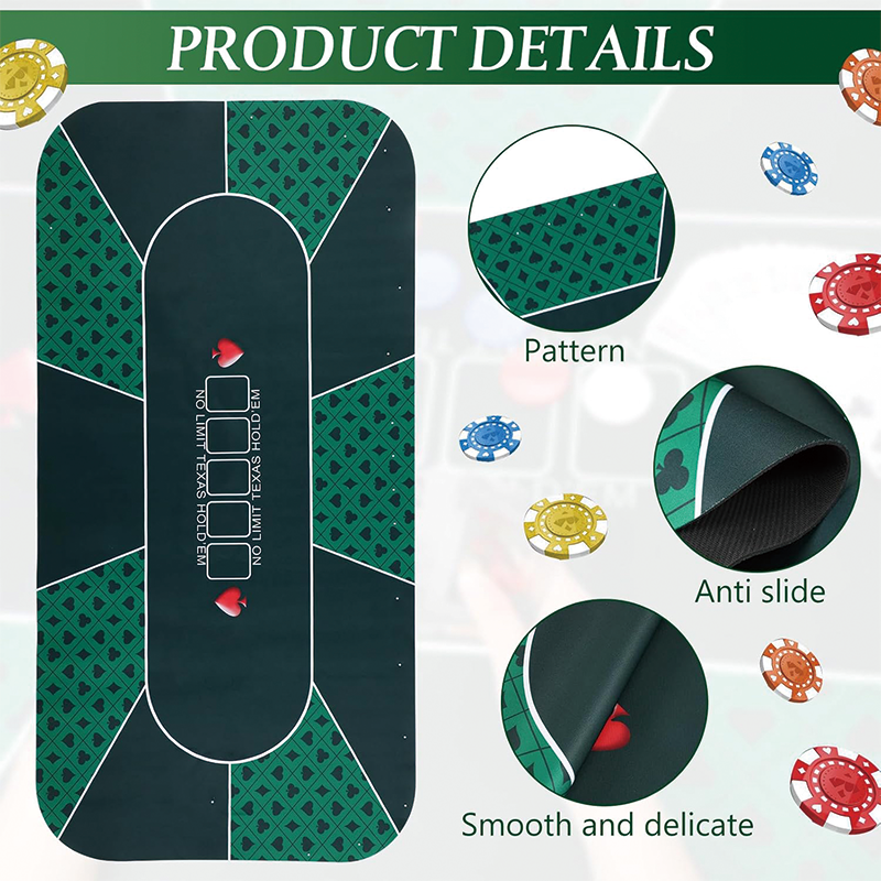 Poker Table Top, 46.5 x 23.5 Inch ortable Rubber Poker Table Cover Folding Texas Poker Table with Storage Bag, 5 Players Layout Blackjack Games