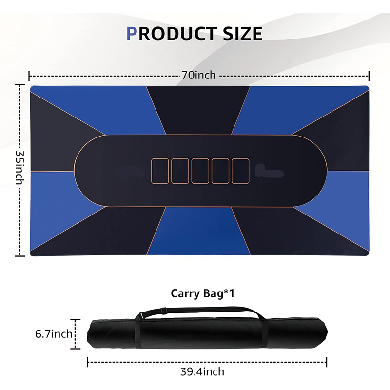 Poker Table Top with Storage Bag, 70 x 35 Inch Non-Slip Texas Holdem Poker Mat for Blackjack , Casino, Gambling Games