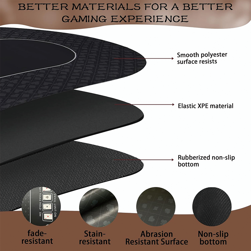 Poker Table Top, 70" x 35" Texas Hold'em Poker Mat with Portable Carrying Bag, 10 Player Fit for Party Game & Casino