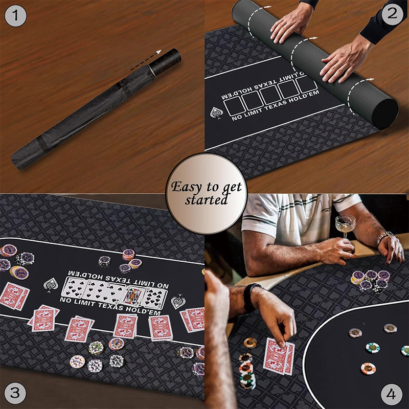 Poker Table Top, 70" x 35" Texas Hold'em Poker Mat with Portable Carrying Bag, 10 Player Fit for Party Game & Casino