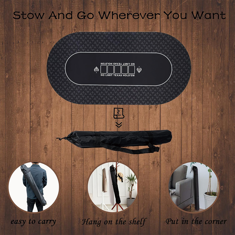 Poker Table Top, 70" x 35" Texas Hold'em Poker Mat with Portable Carrying Bag, 10 Player Fit for Party Game & Casino