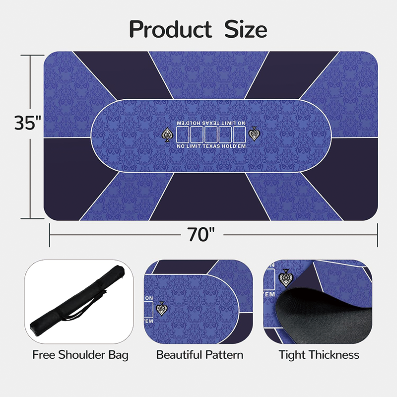 Poker Table Top, 70'' x 35'' 8 Player Portable Rubber Texas Hold'em Poker Table Top Layout, Professional Poker Mat for Play Cards, Poker Games