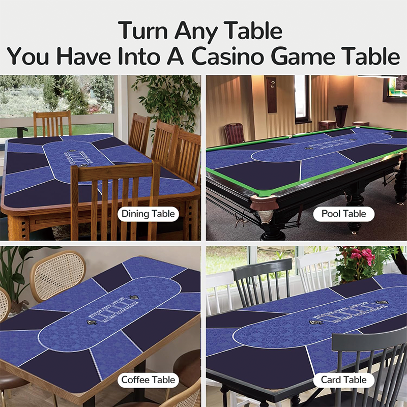 Poker Table Top, 70'' x 35'' 8 Player Portable Rubber Texas Hold'em Poker Table Top Layout, Professional Poker Mat for Play Cards, Poker Games