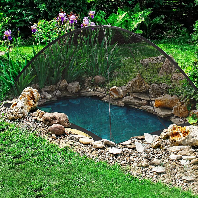 Pond Net Cover, 10×14ft Pond Cover with 2 Doors, Pond Net Tent with 4 Ropes, 16 Stakes and Fiberglass Poles, Pond Net for Koi, Outdoor Pond, Pool and Garden, Black