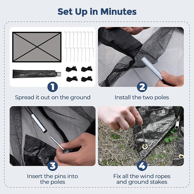 Pond Net Cover, 10×14ft Pond Cover with 2 Doors, Pond Net Tent with 4 Ropes, 16 Stakes and Fiberglass Poles, Pond Net for Koi, Outdoor Pond, Pool and Garden, Black