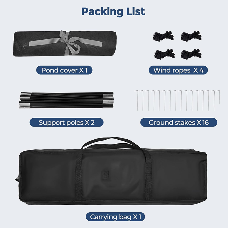 Pond Net Cover, 10×14ft Pond Cover with 2 Doors, Pond Net Tent with 4 Ropes, 16 Stakes and Fiberglass Poles, Pond Net for Koi, Outdoor Pond, Pool and Garden, Black