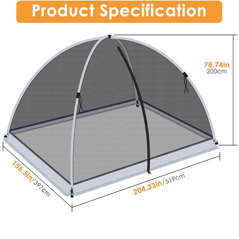 13*17ft Pond Pool Cover Dome, Garden Mesh Net with Ropes, Stakes and Fiberglass Poles, Garden Cover Protective Tent Dome for Protecting Vegetables Fruit Trees from Birds Squirrels