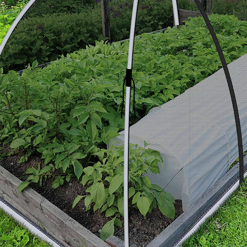 13*17ft Pond Pool Cover Dome, Garden Mesh Net with Ropes, Stakes and Fiberglass Poles, Garden Cover Protective Tent Dome for Protecting Vegetables Fruit Trees from Birds Squirrels