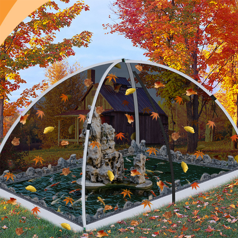 5*7ft Pond Cover Dome, Garden Pond Net Pond Net Tent with Ropes, Stakes and Fiberglass Poles, Pond and Garden Cover Protective Tent Dome Net for Pond Pool and Garden