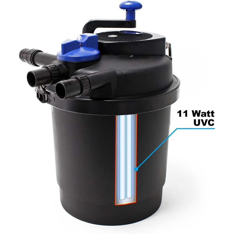 CPF-2500 Pond Bio Pressure Filter, UVC Upto 1600 gal, 11W,Single Barrel Waterless Pump