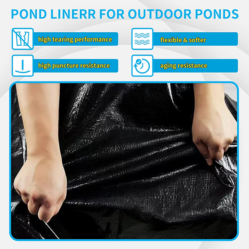 15X20FT Reinforced PE Pond Liner, Pond Liners for Outdoor Ponds, Hemmed Edge with Buttonholes Liners for KOI/Fish, Duck Pond and Waterscape.