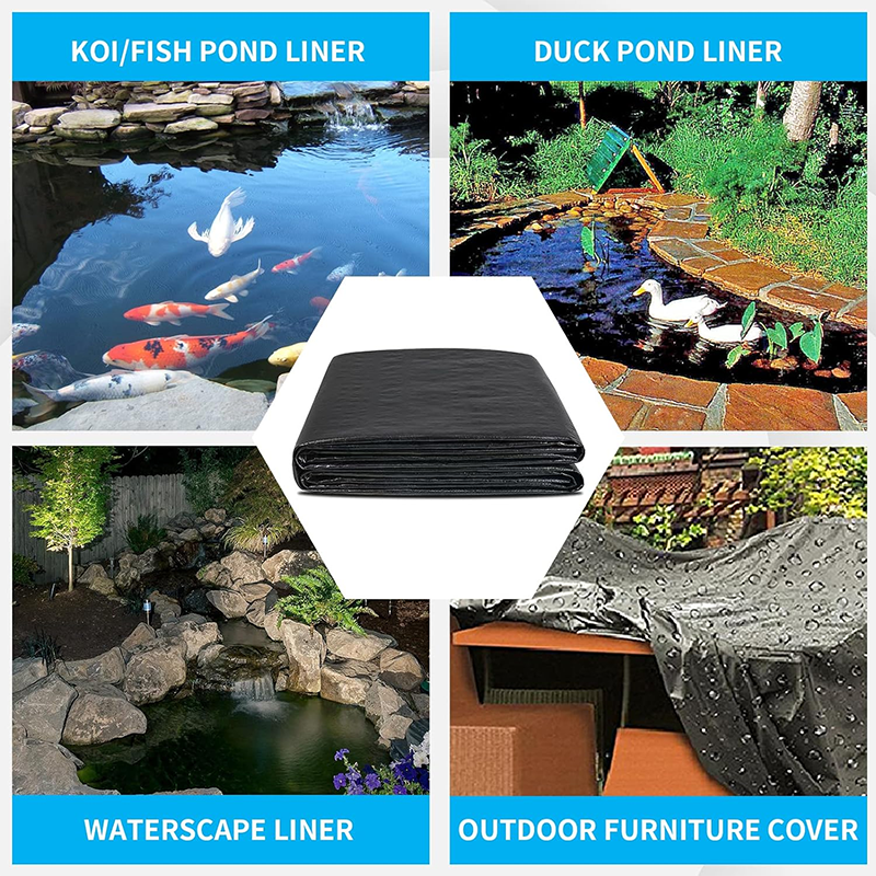 15X20FT Reinforced PE Pond Liner, Pond Liners for Outdoor Ponds, Hemmed Edge with Buttonholes Liners for KOI/Fish, Duck Pond and Waterscape.