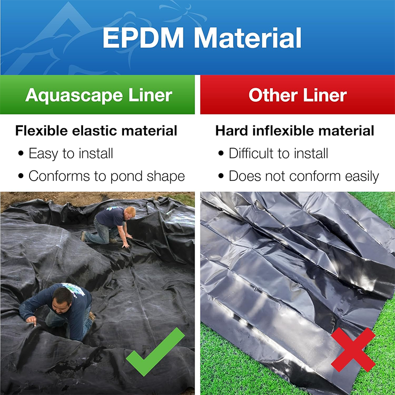 PRO Grade Fish Safe 45 MIL EPDM Pond Liner, 10ft x 8ft, 80 sq. ft, Black