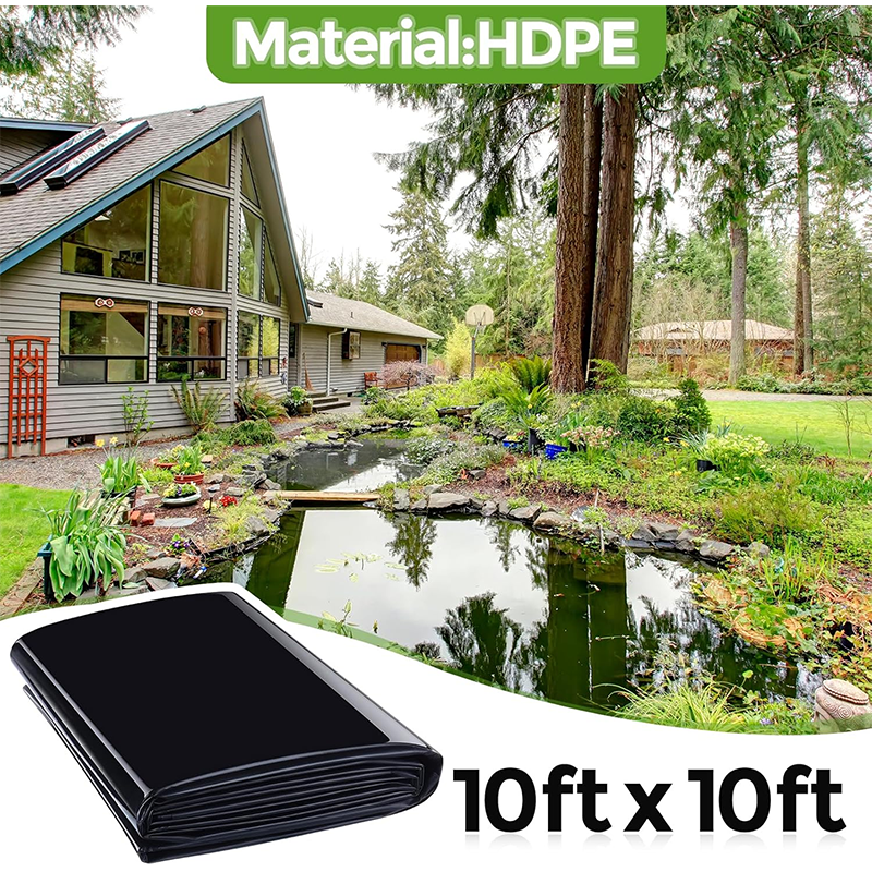 Pond Liner,10 x 10 Feet HDPE Garden Pond Liner, 7.8 Mil Thickness Flexible Liners Black Pond Skin for Waterfall, Stream, Fountains and Waterscape