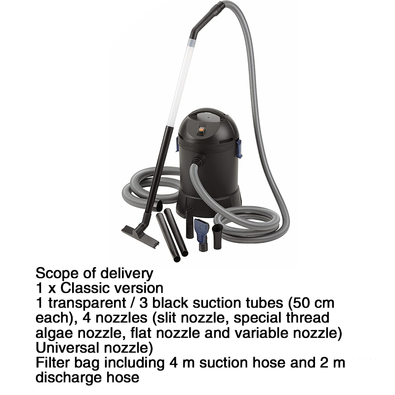 Pond Vacuums ,Classic Pond Sludge Vacuum Cleaner 1400 W 3000 l/h, Cleaning And Water Treatment, Including 4 Suction Nozzles, For Garden Ponds, Swimming Pools, Fish Ponds, Pools And Houses