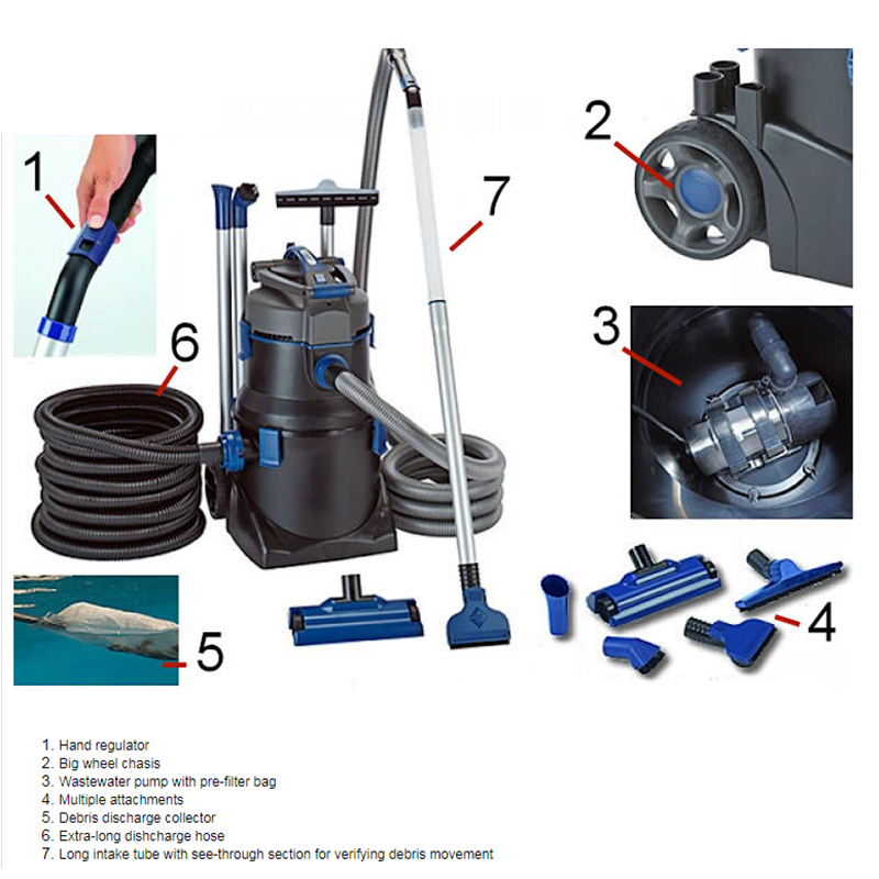 Pond Vacuums Swimming Pool Fish Pond Suction Machine Large Pond Filter Cleaning Sludge Suction Machine Suction Pump Extra Long Rod