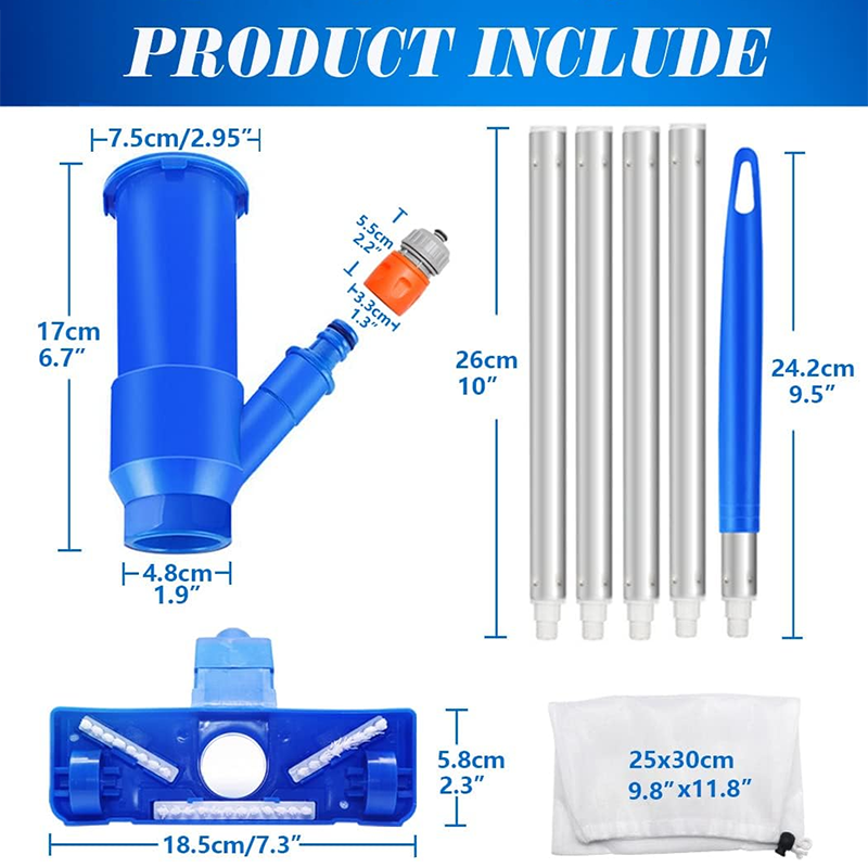 Pool Cleaner,Pool Vacuum Cleaner, Pool Vacuum Cleaner Base With Brush And Removable Reinforced Aluminum Pole, Pool Vacuum Cleaner, Swimming Pool Pond Jet Vacuum Head With Leaf Bag For Cleaning Vacuum Pool