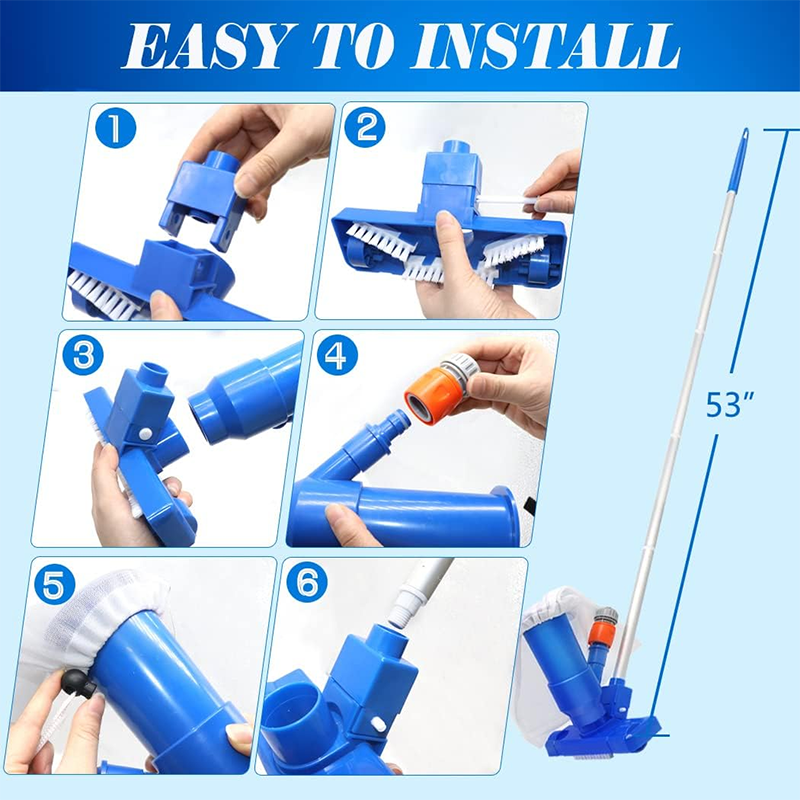 Pool Cleaner,Pool Vacuum Cleaner, Pool Vacuum Cleaner Base With Brush And Removable Reinforced Aluminum Pole, Pool Vacuum Cleaner, Swimming Pool Pond Jet Vacuum Head With Leaf Bag For Cleaning Vacuum Pool