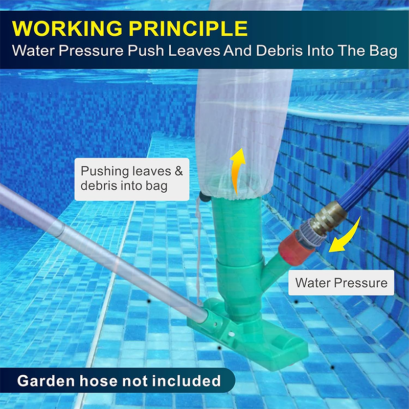 Pool Cleaner,Underwater Jet Vacuum, Portable Pool Vacuum Jet Underwater Cleaner with Brush and 56.7 Inch Pole, Handheld Jet Pool Vacuum for Above Ground Pools, Connects to Garden Hose