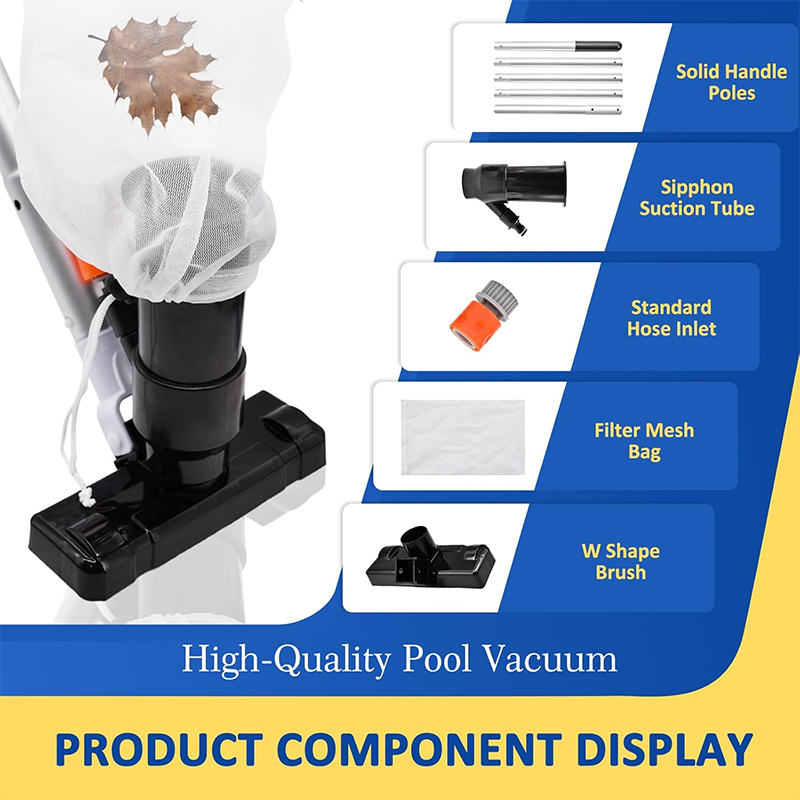 Above Ground Pool Cleaner - Handheld Pool Jet Cleaner, Leaf Vacuum Cleaning Kit with Brush, 5 Section Pole, Small Vacuum Cleaner for Underwater, Spa, Pond