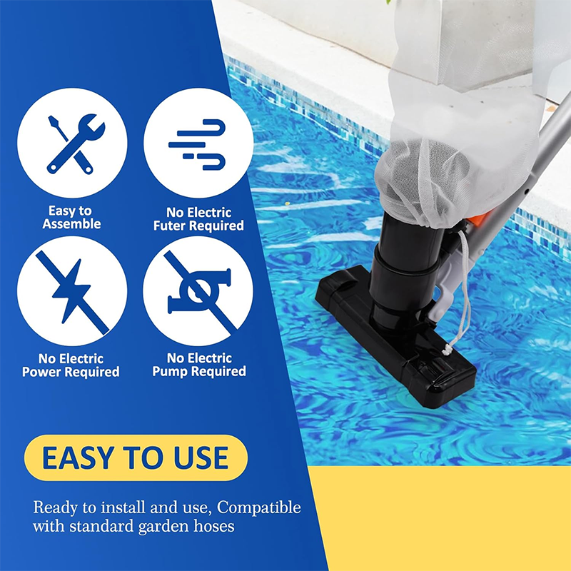 Above Ground Pool Cleaner - Handheld Pool Jet Cleaner, Leaf Vacuum Cleaning Kit with Brush, 5 Section Pole, Small Vacuum Cleaner for Underwater, Spa, Pond