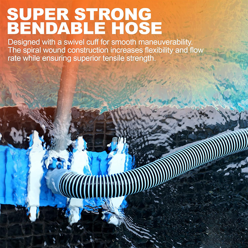 15 Feet Commercial Grade Pool Vacuum Hose - Above Ground and Inground Pool Vacuum Hose - Fits Most Vacuum Heads - Includes Swivel Head - Premium Pool Accessories