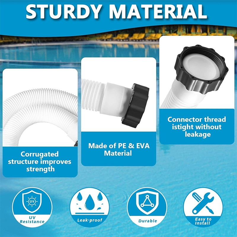 2 Pieces Pool Hoses for Above Ground Pools 1 1/2 Inch Diameter 59 Inch Length Pool Pump Hose Replacement Pool Hose Filter Pump Hose Accessories