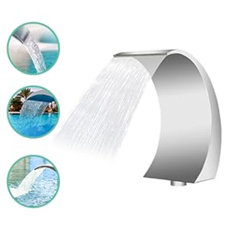 15.7 Inch High Stainless Steel 304 Pool Fountain Silver for Above Ground Pool Garden Outdoor Waterfall Steep Drop Pond Water Feature