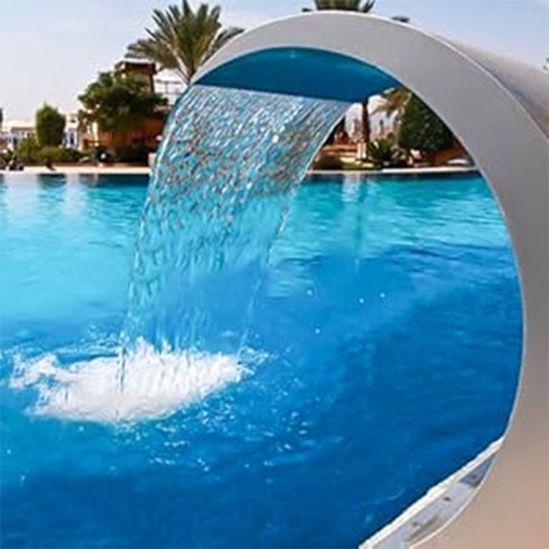 15.7 Inch High Stainless Steel 304 Pool Fountain Silver for Above Ground Pool Garden Outdoor Waterfall Steep Drop Pond Water Feature