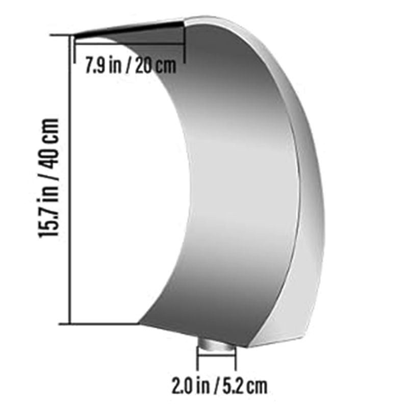 15.7 Inch High Stainless Steel 304 Pool Fountain Silver for Above Ground Pool Garden Outdoor Waterfall Steep Drop Pond Water Feature