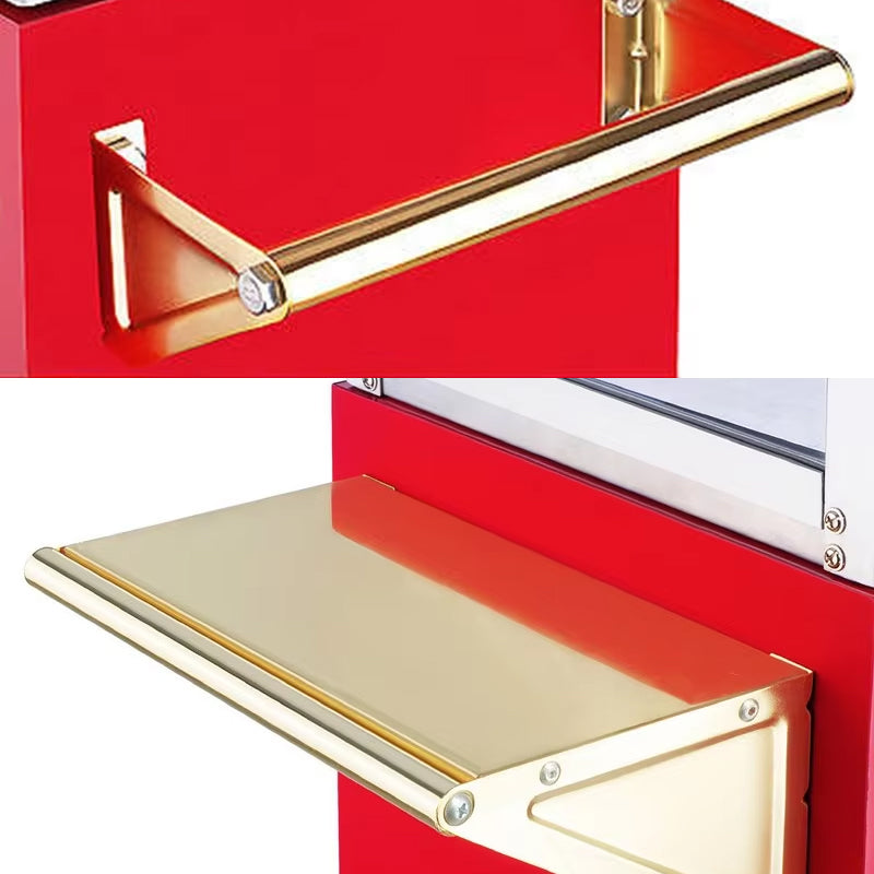 Heated Deck Machine Popcorn 8-Ounce Stainless Steel Kettle 3 Gallons Red Floral Manual Popcorn Pan