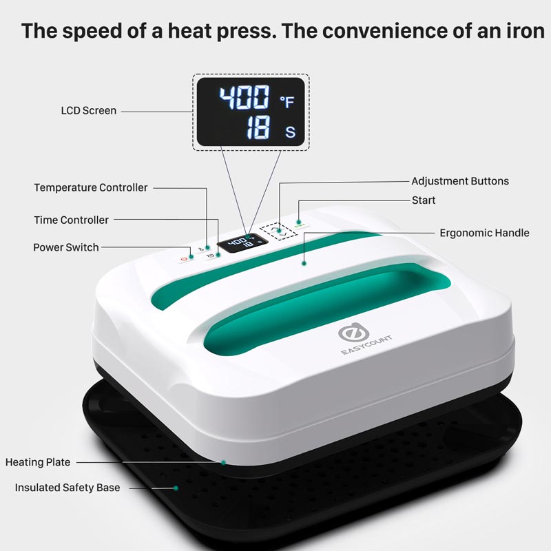 Portable Handheld Heat Transfer Machine 12x10 Inches, Heat Transfer Machine Green