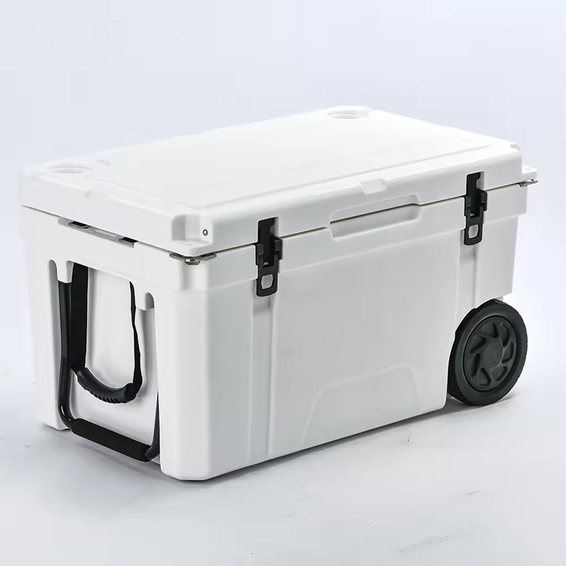 65Qt Short Travel Keep Cold Portable Ice Chest Box Camping Fishing Rotomolded Coolers Box With Wheels For Picnic