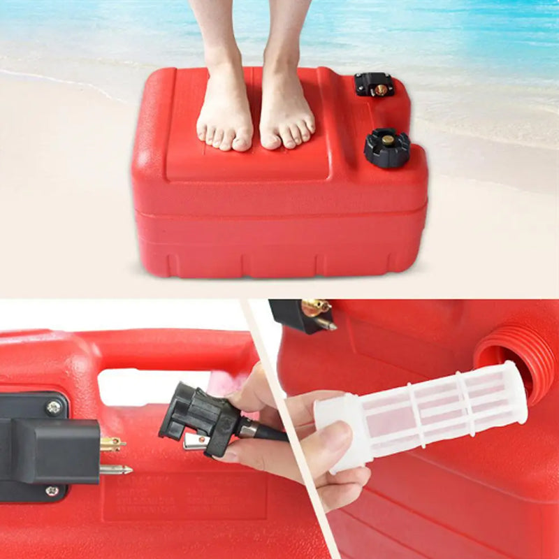 24L For Portable Boat Yacht Engine Marine Outboard Fuel Tank Oil Box With Connector Red Plastic Anti-Static Corrosion-Resistant