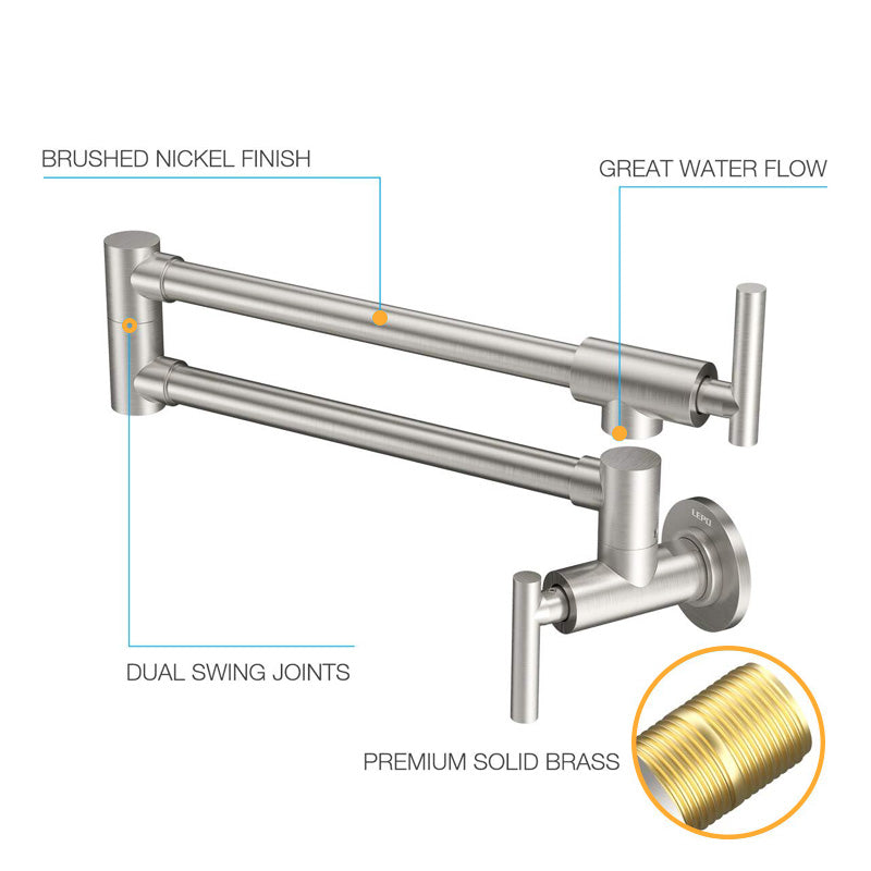 All-copper Wall-Mounted Single Cold Water Faucet, Kitchen Stove Water Tank Swing Folding Telescopic Faucet