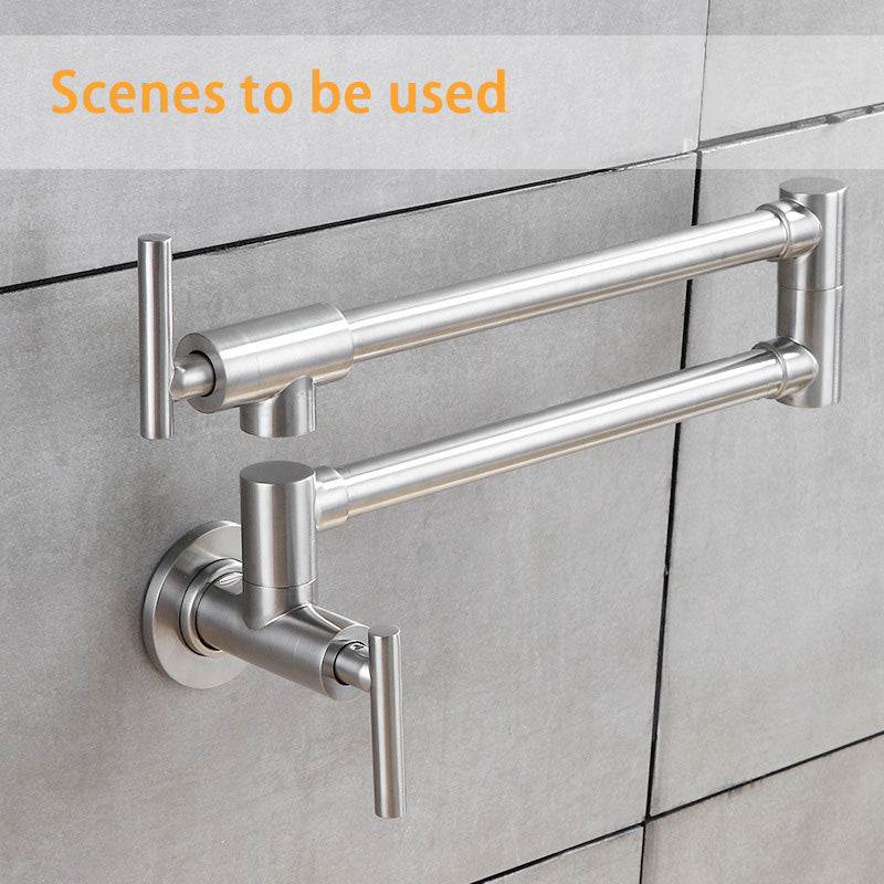 All-copper Wall-Mounted Single Cold Water Faucet, Kitchen Stove Water Tank Swing Folding Telescopic Faucet