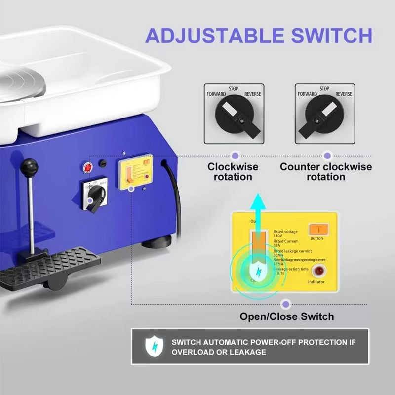 Clay Work Forming Machine Diy Ceramic Making Tool / Electric Pottery Lathes Wheel Ceramics Clay Potter